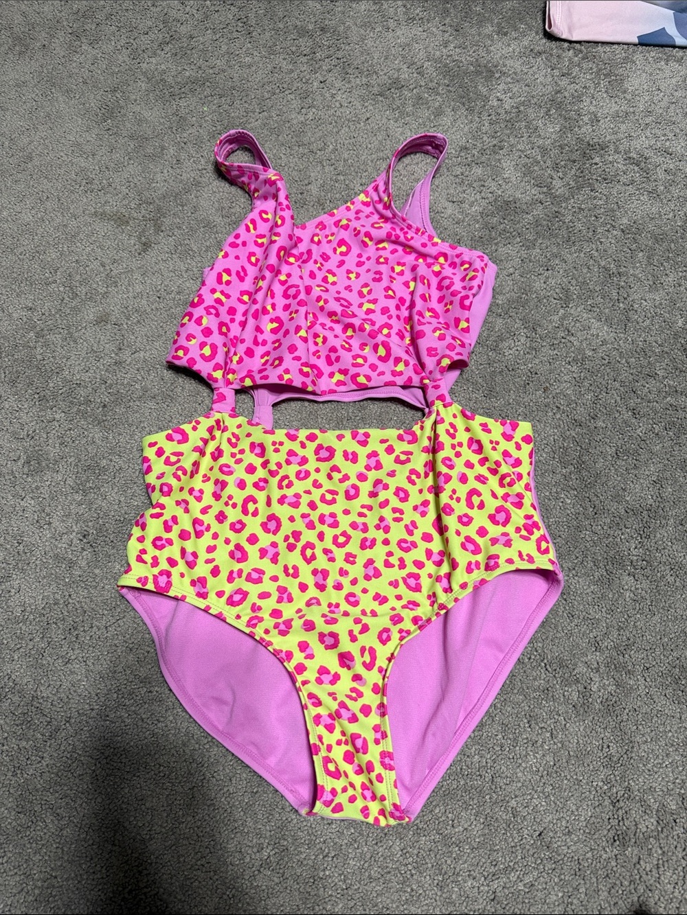 Neon Leopard Two-Piece Swimsuit in Pink & Yellow